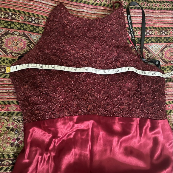 Blondie&Me Evening Wine Satin Dress By Linda Bernell Backless&Sleeveless - Picture 6 of 13